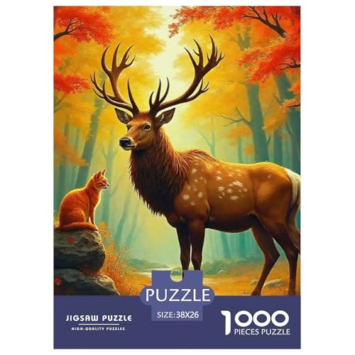 Charmantes Hirsch 1000 Teile Puzzle Farbenfrohes Puzzle Für Erwachsene Und Kinder Awesome Animals Geschicklichkeitsspiel Für Die Ganze Familie, Erwachsenenpuzzle 38x26cm/1000pc von JCOUSDAEO