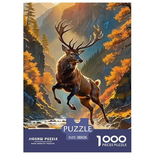 Charmantes Hirsch 1000 Teile Puzzle Klassische Puzzles Schwer Für Erwachsene Und Kinder Awesome Animals Geschicklichkeitsspiel Für Die Ganze Familie, Erwachsenenpuzzle 38x26cm/ von JCOUSDAEO