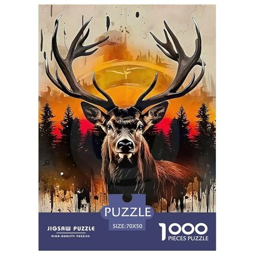 Charmantes Hirsch 1000 Teile Puzzle Klassische Puzzles Schwer Für Erwachsene Und Kinder Awesome Animals Puzzles Für Erwachsene Lernspiel Herausforderungsspielzeug Erwachsenenpuzzle 70x50cm/100 von JCOUSDAEO