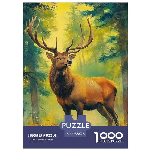 Charmantes Hirsch 1000-teilige Puzzles EIN Herausforderndes Rätsel, Awesome Animals Puzzles Für Erwachsene Lernspiel Herausforderungsspielzeug Kinder38x26cm/1000pcs von JCOUSDAEO