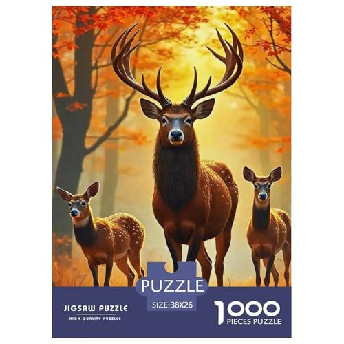 Charmantes Hirsch 1000-teilige Puzzles Farbenfrohes Puzzle Für Erwachsene Und Kinder Awesome Animals Geschicklichkeitsspiel Für Die Ganze Familie, 38x26cm/1000pcs von JCOUSDAEO