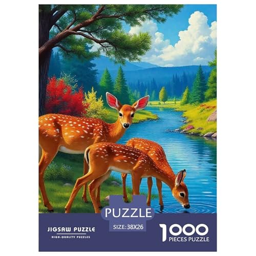 Charmantes Hirsch 1000-teilige Puzzles Klassische Puzzles Schwer Für Erwachsene Und Kinder Awesome Animals Puzzles Für Erwachsene Lernspiel Herausforderungsspielzeug Erwachsenenpuzzle 38x26cm/ von JCOUSDAEO