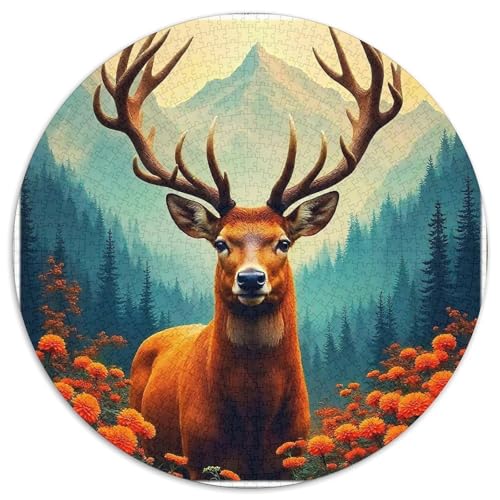 Charmantes Hirsch 1000Jigsaws Creative Gifts tolle Tiere Round Puzzles Educational Stress Relieving Toy Adult Sophisticated for Adults & Children1000pcs (67.5x67.5cm) von JCOUSDAEO