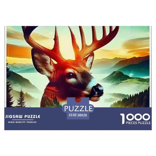 Charmantes Hirsch Puzzle 1000 Teile EIN Herausforderndes Rätsel, Awesome Animals Puzzles Für Erwachsene Lernspiel Herausforderungsspielzeug 1000-teilige Puzzles Kinder38x26cm/1000pcs von JCOUSDAEO