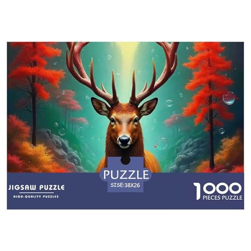 Charmantes Hirsch Puzzle 1000 Teile EIN Herausforderndes Rätsel, Awesome Animals Puzzles Für Erwachsene Lernspiel Herausforderungsspielzeug Erwachsenenpuzzle 38x26cm/1000pcs von JCOUSDAEO