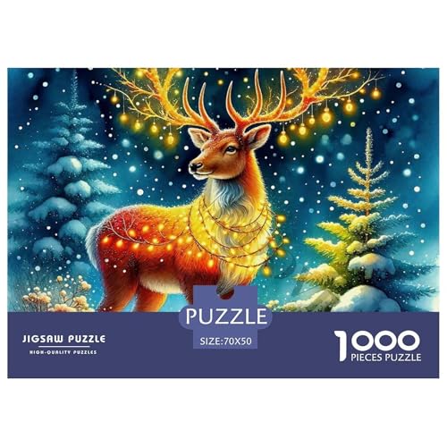 Charmantes Hirsch Puzzle 1000 Teile EIN Herausforderndes Rätsel, Awesome Animals Puzzles Für Erwachsene Lernspiel Herausforderungsspielzeug Erwachsenenpuzzle 70x50cm/1000pcs von JCOUSDAEO
