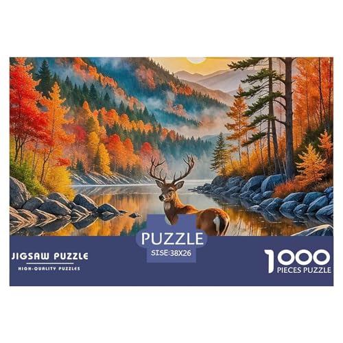 Charmantes Hirsch Puzzle 1000 Teile Farbenfrohes Puzzle Für Erwachsene Und Kinder Awesome Animals Puzzles Für Erwachsene Lernspiel Herausforderungsspielzeug Erwachsenenpuzzle 38x26cm/1000pcs von JCOUSDAEO