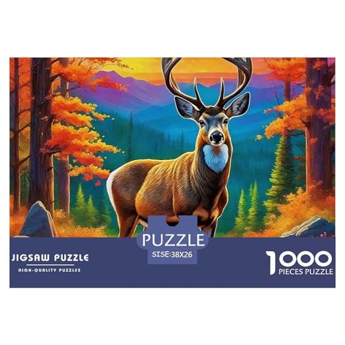Charmantes Hirsch Puzzle 1000 Teile Klassische Puzzles Schwer Für Erwachsene Und Kinder Awesome Animals Geschenke Für Frauen,Geschenke Für Männer Erwachsenenpuzzle 38x26cm/1000pcs von JCOUSDAEO