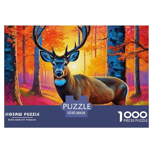 Charmantes Hirsch Puzzle 1000 Teile Klassische Puzzles Schwer Für Erwachsene Und Kinder Awesome Animals Geschicklichkeitsspiel Für Die Ganze Familie, 1000-teilige Puzzles38x26cm/1000pcs von JCOUSDAEO