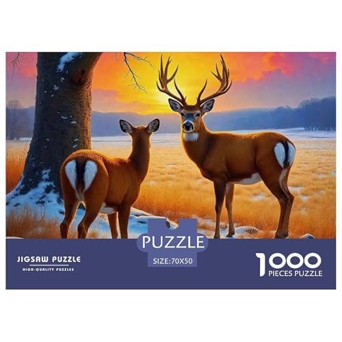 Charmantes Hirsch Puzzle 1000 Teile Klassische Puzzles Schwer Für Erwachsene Und Kinder Awesome Animals Puzzles Für Erwachsene Lernspiel Herausforderungsspielzeug Erwachsenenpuzzle 70x50cm/100 von JCOUSDAEO
