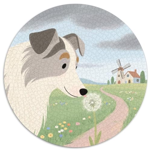 Collie ​ 1000 Jigsaw Puzzles Presents Süße Haustiere Round Puzzle Educational Stress Relieving Toy Adult Sophisticated Puzzle for Teenagers and Adults1000pcs (67.5x67.5cm) von JCOUSDAEO