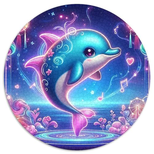 Delphin 1000 Jigsaw Puzzles Presents Intelligente Tiere Round Puzzle Educational Stress Relieving Toy Adult Sophisticated for Teenagers and Adults1000pcs (67.5x67.5cm) von JCOUSDAEO