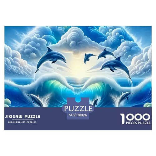 Delphin 1000 Teile Puzzle EIN Herausforderndes Rätsel, Intelligente Tiere Geschenke Für Frauen,Geschenke Für Männer Erwachsenenpuzzle Ab 14 Jahren38x26cm/1000pcs von JCOUSDAEO