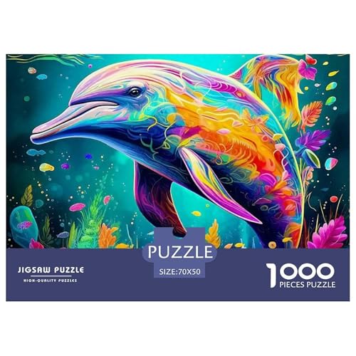 Delphin 1000 Teile Puzzle Farbenfrohes Puzzle Für Erwachsene Und Kinder Intelligente Tiere Puzzles Für Erwachsene Lernspiel Herausforderungsspielzeug Erwachsenenpuzzle70x50cm/1000pcs von JCOUSDAEO