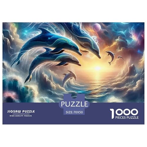 Delphin 1000-teilige Puzzles Farbenfrohes Puzzle Für Erwachsene Und Kinder Intelligente Tiere Puzzles Für Erwachsene Lernspiel Herausforderungsspielzeug70x50cm/1000pcs von JCOUSDAEO