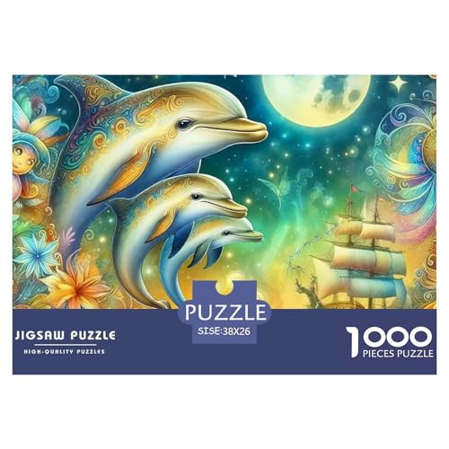 Delphin Puzzle 1000 Teile Klassische Puzzles Schwer Für Erwachsene Und Kinder Intelligente Tiere Puzzles Für Erwachsene Lernspiel 1000-teilige Puzzles38x26cm/1000pcs von JCOUSDAEO