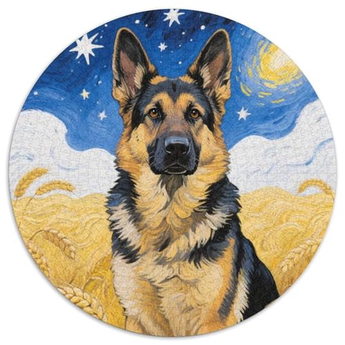 Deutscher Schäferhund 1000 Jigsaw Puzzles Creative Gifts niedlich Hund Round Jigsaw Educational Stress Relieving Toy Adult Sophisticated for Adults1000pcs (67.5x67.5cm) von JCOUSDAEO