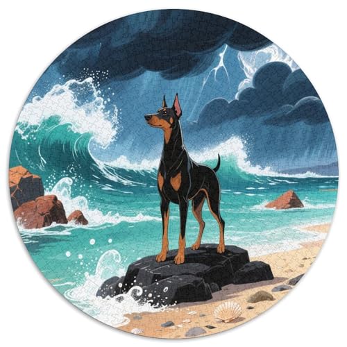 Doberman Pinscher ​ 1000 Jigsaw Puzzles Presents Süße Haustiere Round Puzzle Educational Stress Relieving Toy Adult Sophisticated Puzzle for Adults & Children1000pcs (67.5x67.5cm) von JCOUSDAEO
