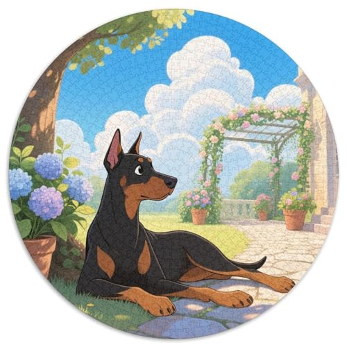 Doberman Pinscher ​ 1000 Jigsaw Puzzles Presents Süße Haustiere Round Puzzle Educational Stress Relieving Toy Adult Sophisticated Puzzle for Teenagers and Adults1000pcs (67.5x67.5cm) von JCOUSDAEO