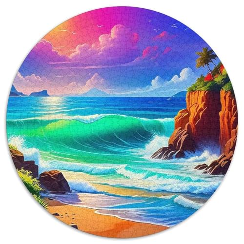 EIN gemütlicher Sommertag 1000Jigsaws Creative Gifts EIN Traumstrand Round Puzzles Educational Stress Relieving Toy Adult Sophisticated for Teenagers and Adults1000pcs (67.5x67.5cm) von JCOUSDAEO