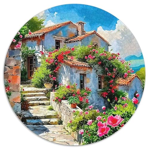 Eine faszinierende Landschaft 1000 Puzzle Creative Gifts EIN schönes Haus Round Puzzles Educational Stress Relieving Toy Adult Sophisticated for Adults1000pcs (67.5x67.5cm) von JCOUSDAEO