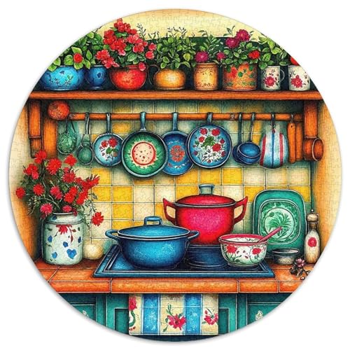 Eine gemütliche Küche 1000 Jigsaw Puzzles Creative Gifts EIN gemütliches Zimmer Round Jigsaw Educational Stress Relieving Toy Adult Sophisticated for Adults1000pcs (67.5x67.5cm) von JCOUSDAEO