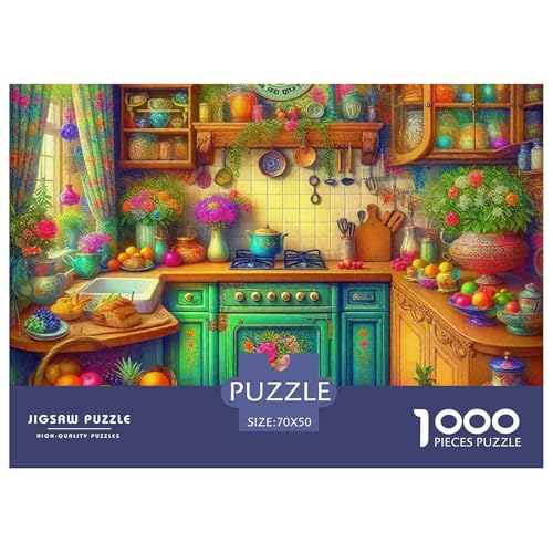 Eine gemütliche Küche 1000-teilige Puzzles EIN Herausforderndes Rätsel, A Cozy Room Puzzles Für Erwachsene Lernspiel Herausforderungsspielzeug Kinder70x50cm/1000pcs von JCOUSDAEO