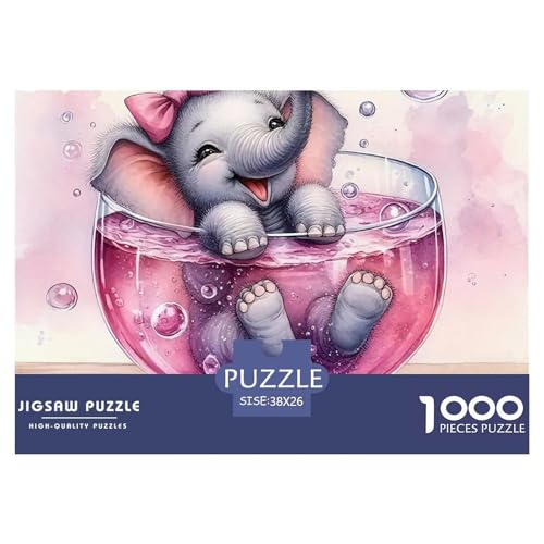 Elefanten 1000 Teile Puzzle Farbenfrohes Puzzle Für Erwachsene Und Kinder Mächtige Tiere Geschicklichkeitsspiel Für Die Ganze Familie,1000-teilige Puzzles38x26cm/1000pcs von JCOUSDAEO