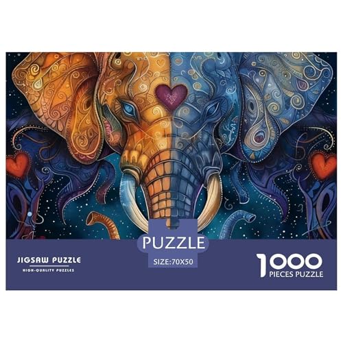Elefanten 1000-teilige Puzzles Farbenfrohes Puzzle Für Erwachsene Und Kinder Mächtige Tiere Puzzles Für Erwachsene Lernspiel Herausforderungsspielzeug Erwachsenenpuzzle70x50cm/1000pcs von JCOUSDAEO