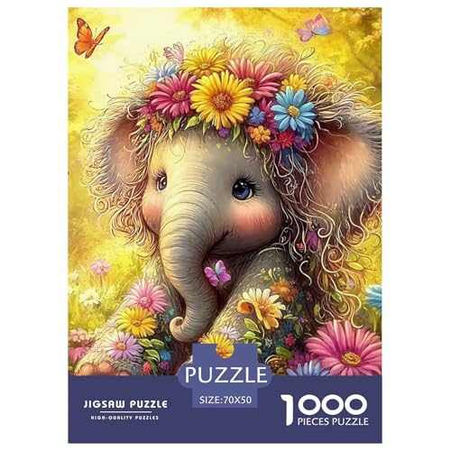 Elefanten 1000-teilige Puzzles Farbenfrohes Puzzle Für Erwachsene Und Kinder Mächtige Tiere Puzzles Für Erwachsene Lernspiel Herausforderungsspielzeug70x50cm/1000pcs von JCOUSDAEO