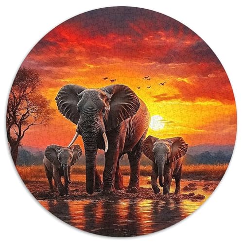 Elefanten 1000Jigsaws Creative Gifts Mächtige Tiere Round Puzzles Educational Stress Relieving Toy Adult Sophisticated for Adults1000pcs (67.5x67.5cm) von JCOUSDAEO