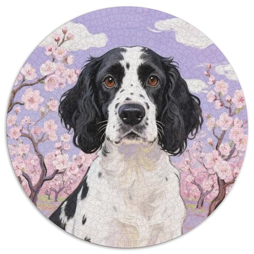 Englischer Springer Spaniel 1000 Puzzle Creative Gifts niedlich Hund Round Puzzle Educational Stress Relieving Toy Adult Sophisticated for Adults & Children1000pcs (67.5x67.5cm) von JCOUSDAEO