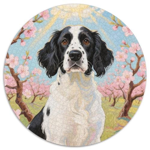 Englischer Springer Spaniel 1000 Puzzle Creative Gifts niedlich Hund Round Puzzle Educational Stress Relieving Toy Adult Sophisticated for Adults1000pcs (67.5x67.5cm) von JCOUSDAEO