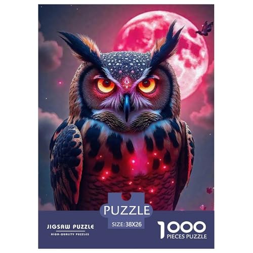 Eule 1000-teilige Puzzles Farbenfrohes Puzzle Für Erwachsene Und Kinder Bird of Prey Geschicklichkeitsspiel Für Die Ganze Familie, 38x26cm/1000pcs von JCOUSDAEO