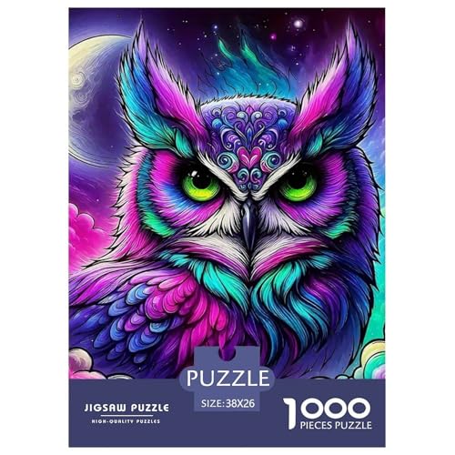 Eule Puzzle 1000 Teile EIN Herausforderndes Rätsel, Bird of Prey Geschicklichkeitsspiel Für Die Ganze Familie, Erwachsenenpuzzle 38x26cm/1000pcs von JCOUSDAEO