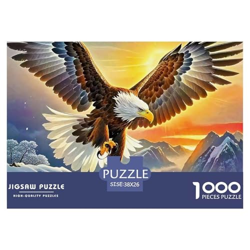 Fliegender Adler 1000 Teile Puzzle EIN Herausforderndes Rätsel, Raptor Geschenke Für Frauen,Geschenke Für Männer 1000-teilige Puzzles Kinder38x26cm/1000pcs von JCOUSDAEO