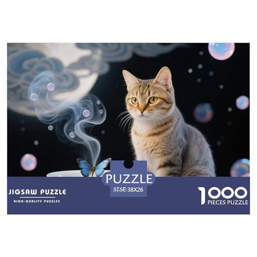 Goldene Katze 1000 Piece Puzzle A Challenging Puzzle Niedliche Katze Puzzles for Adults Educational Game Challenge Toy Gifts for Women, Gifts for Men for Older Children38x26cm/1000pcs von JCOUSDAEO