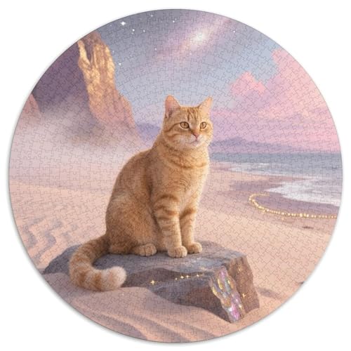 Goldene Katze 1000 Puzzle Creative Gifts Niedliche Katze Round Puzzle Educational Stress Relieving Toy Adult Sophisticated for Adults & Children1000pcs (67.5x67.5cm) von JCOUSDAEO