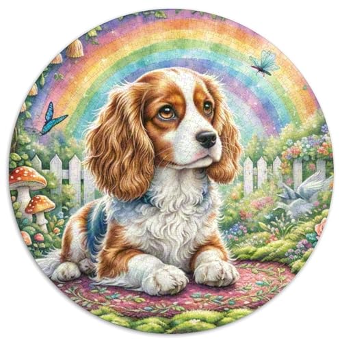 Hengst-Charles-Spaniel 1000 Jigsaw Puzzles Creative Gifts Süße Haustiere Round Puzzles Educational Stress Relieving Toy Adult Sophisticated Puzzle for Teenagers and Adults1000pcs (67.5x67.5cm) von JCOUSDAEO