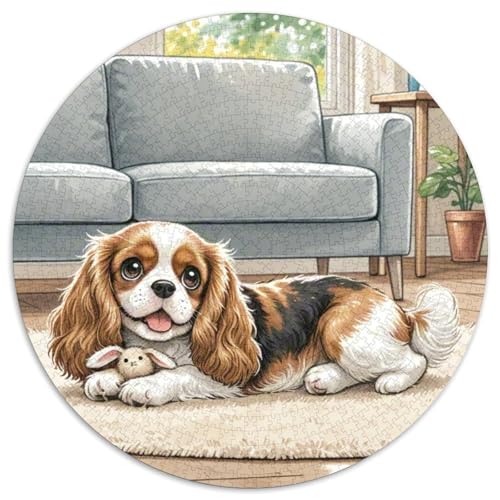 Hengst-Charles-Spaniel 1000Jigsaws Presents Süße Haustiere Round Puzzle Educational Stress Relieving Toy Adult Sophisticated Puzzle for Adults1000pcs (67.5x67.5cm) von JCOUSDAEO