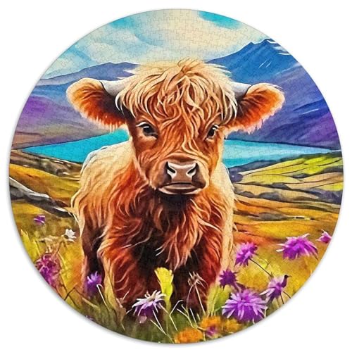 Hübsches Kleines Kalb 1000Jigsaws Presents Süße Tiere Round Puzzle Educational Stress Relieving Toy Adult Sophisticated for Adults1000pcs (67.5x67.5cm) von JCOUSDAEO