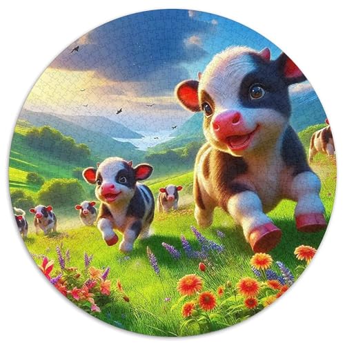 Hübsches Kleines Kalb 1000Jigsaws Presents Süße Tiere Round Puzzle Educational Stress Relieving Toy Adult Sophisticated for Adults1000pcs (67.5x67.5cm) von JCOUSDAEO