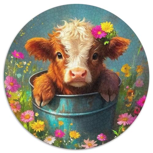 Hübsches Kleines Kalb 1000Jigsaws Presents Süße Tiere Round Puzzles Educational Stress Relieving Toy Adult Sophisticated for Adults1000pcs (67.5x67.5cm) von JCOUSDAEO