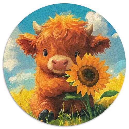 Hübsches Kleines Kalb 1000Jigsaws Presents Süße Tiere Round Puzzles Educational Stress Relieving Toy Adult Sophisticated for Adults1000pcs (67.5x67.5cm) von JCOUSDAEO