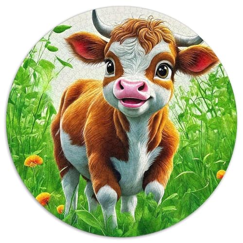 Hübsches Kleines Kalb 1000Jigsaws Presents Süße Tiere Round Puzzles Educational Stress Relieving Toy Adult Sophisticated for Adults1000pcs (67.5x67.5cm) von JCOUSDAEO