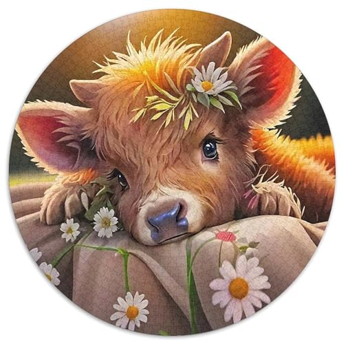 Hübsches Kleines Kalb 1000Jigsaws Presents Süße Tiere Round Puzzles Educational Stress Relieving Toy Adult Sophisticated for Adults1000pcs (67.5x67.5cm) von JCOUSDAEO