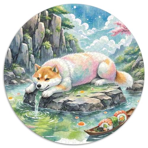 Japanisches Kinn ​ 1000 Jigsaw Puzzles Presents Süße Haustiere Round Jigsaw Puzzle Educational Stress Relieving Toy Adult Sophisticated Puzzle for Teenagers and Adults1000pcs (67.5x67.5cm) von JCOUSDAEO
