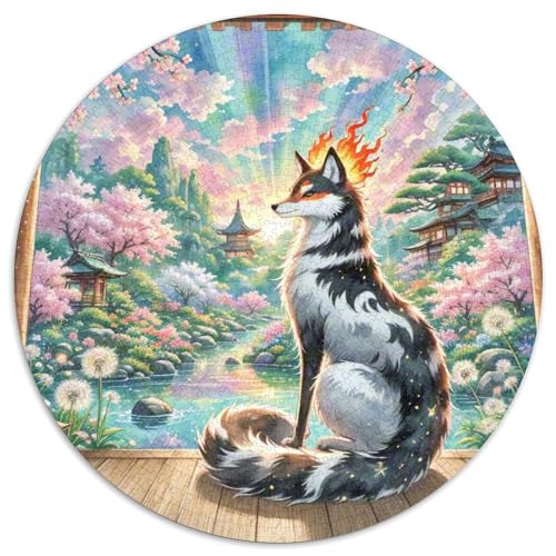 Japanisches Kinn ​ 1000 Jigsaw Puzzles Presents Süße Haustiere Round Puzzles Educational Stress Relieving Toy Adult Sophisticated Puzzle for Adults1000pcs (67.5x67.5cm) von JCOUSDAEO
