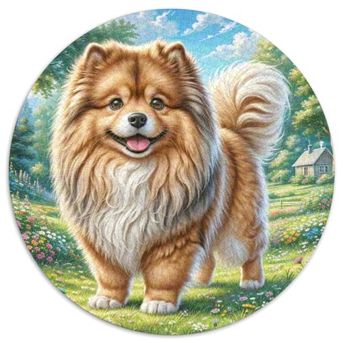 Keeshond ​ 1000 Puzzle Presents Süße Haustiere Round Jigsaw Puzzle Educational Stress Relieving Toy Adult Sophisticated Puzzle for Teenagers and Adults1000pcs (67.5x67.5cm) von JCOUSDAEO