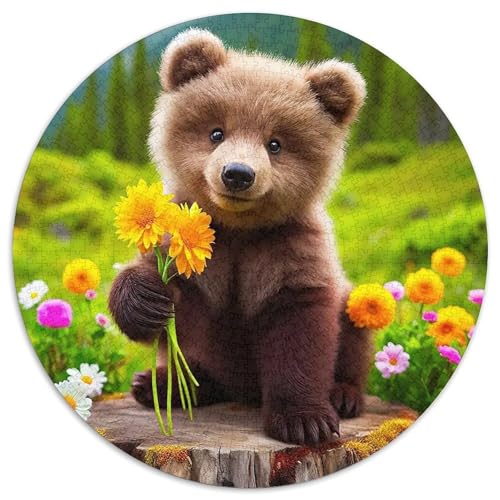 Kuschlicher Kleiner Bär 1000Jigsaws Presents Süße Tiere Round Puzzle Educational Stress Relieving Toy Adult Sophisticated for Adults1000pcs (67.5x67.5cm) von JCOUSDAEO